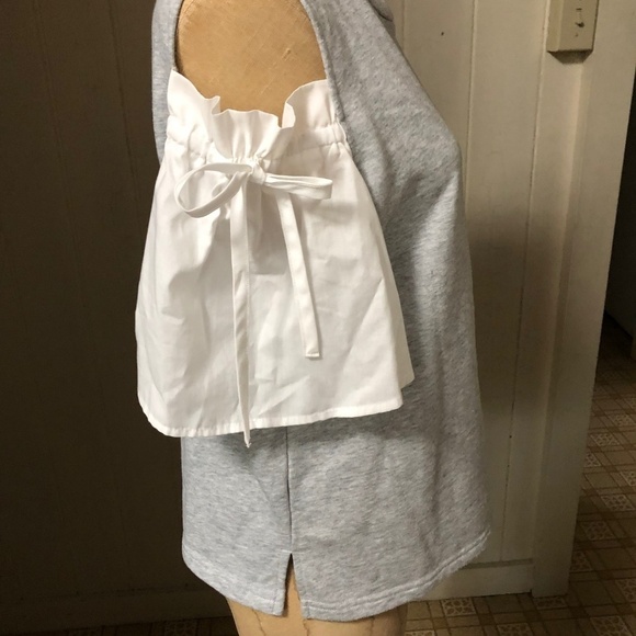 INDEX JAPAN sz S Cold Shoulder Gray Sweatshirt - Picture 4 of 8